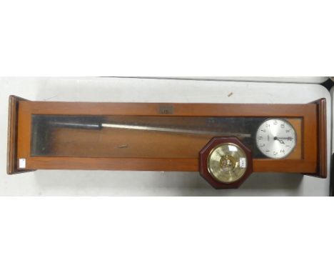 Gents of Leceister, Pulsynetic Time Transmitter Wall Clock together with small modern barometer. Height: 134cm (2)COLLECTION 