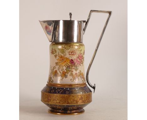 Carlton Blush ware metal mounted claret jug in the Chrysanthemum pattern, by Wiltshaw &amp; Robinson, c1900, height 23cm