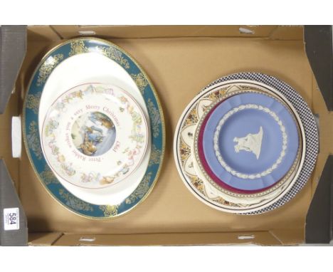 Selection of Ceramics to include powder-blue Jasperware circular dish, Wedgwood 'Agincourt' Blue &amp; Gold R4513 Oval Servin