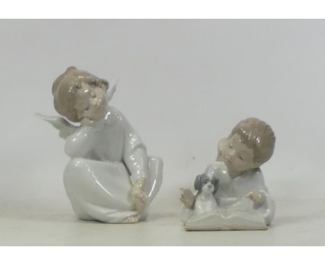Lladro model of an Angel and a Nao Reading Boy (2)