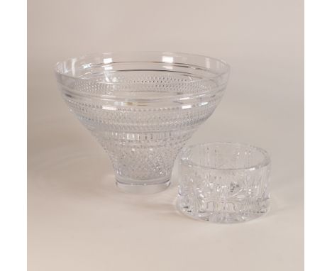 Waterford, Large Crystal John Rocha Fruit Bowl together with a bow design heavy straight sided bowl. Height of fruit bowl: 20