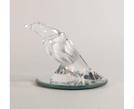 Boxed Swarovski Crystal Eagle Displayed On A Mirrored Disc H:10cm x 14cm Wide