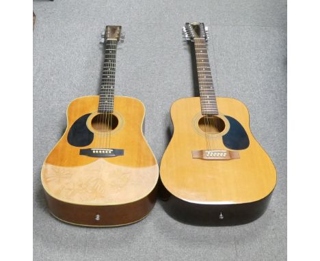 Stagg, SW205 12-String Dreadnought Acousitc Guitar. Light water tarnish to higher fretboard. together with Tanglewood, TW400L