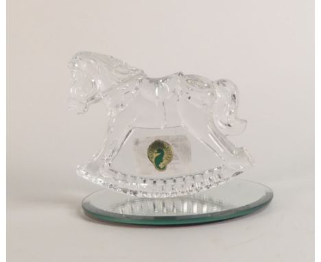 Waterford Crystal Rocking Horse presented on a mirrored disc. (H:10cm)