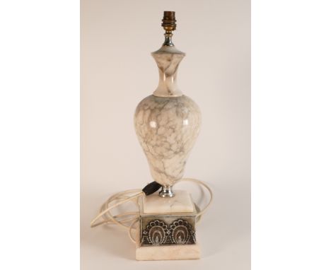 Early-mid 20th century Alabaster and white metal lamp base. Height: 54cm