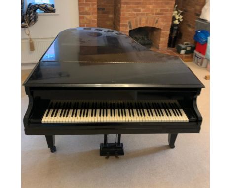Challen of London, Grand Piano dated between 1931-40. Piano Serial Reference Number 48496. Ebony black high gloss case. Lengt