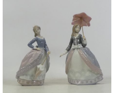 Lladro, Two Lace Lady Figures 5211 and 5216. One a/f. (2)