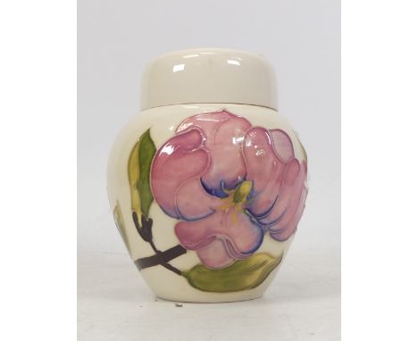 Moorcroft, Magnolia Design on Cream Gorund Ginger Jar. Height: 11cm