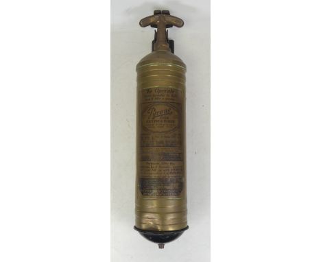Pyrene Trademark Fire Extinguisher, Vintage Brass Extinguisher with original wall mounting bracket