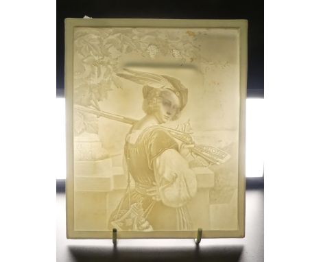 Victorian Lithophane Panel depicting a Musketeer. Height: 19cm Width: 15cm