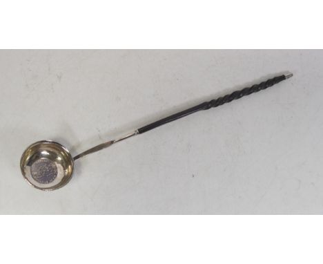 18th Century Toddy Ladle with Netherlands Gulden dated 1765 to centre.