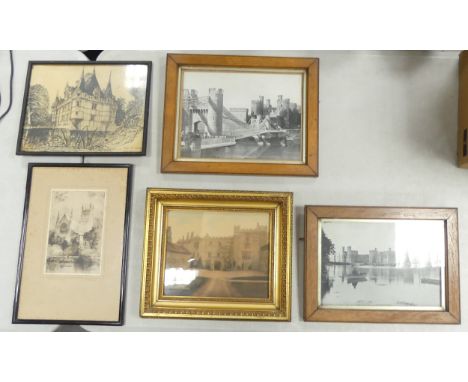 A Selection Of  Framed Pictures of Various Media To Include Kendal, Sizergh Castle, Azay Le Rideaux by Richard Dale Holland 2