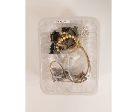 A collection of Silver jewellery including Silver Albert bracelet, three colour necklace, Charm, earrings 81g and some costum