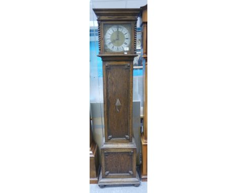 Early 20th Century Longcase Clock. Silvered and polished dial with arabic numerals. Height:COLLECTION OR COURIER ONLY