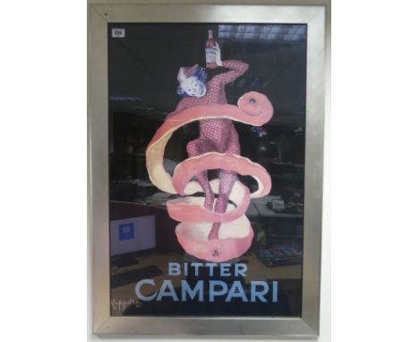 Leonetto Cappiello (1875-1942), after, Campari Bitter Advertising Print, Framed behind glass. Size incl frame. Height: 102cm 