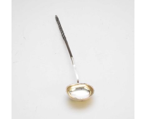 A George III silver toddy ladle, John Langlands I &amp; John Robertson I, Newcastle, with whalebone turned handle, 32.5cm lon