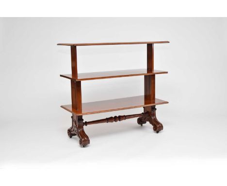 A William IV/Victorian mahogany metamorphic buffet tableThe telescopic upper section with three rectangular tiers which retra