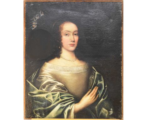 British School (18th Century) Portrait of a Lady in a Silver Dress, oil on canvas, measurements 76 x 63 cmCondition report: T