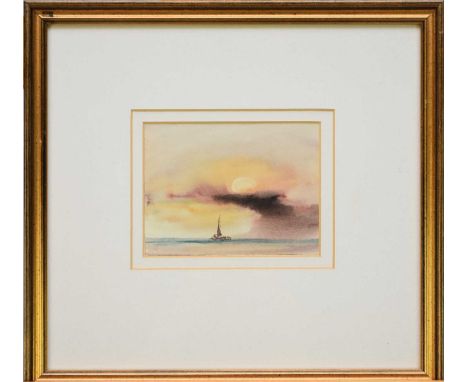 Trevor Castle (British 20th Century) Seascape, initialled TC, watercolour, measurements 12 x 13 cm, frame 28 x 30. Together w