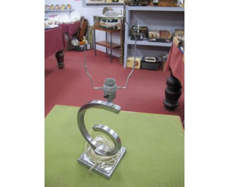 Art Deco Chrome Table Lamp, in the form of a number 6, on stepped base.