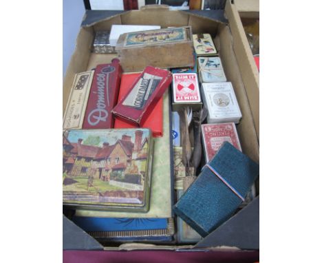 A Large Quantity of Vintage Card Games, dominoes, darts, chess set etc:- One Box.