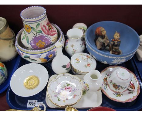 Poole Earthenware Bowl, plus vase 17cm high, Wedgwood Jasper bowl, Bjorn Winblad, Crown Derby, Aynsley, and other ceramics:- 