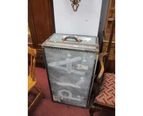 A Vintage Trunk, with stud decoration, twin leather handles.