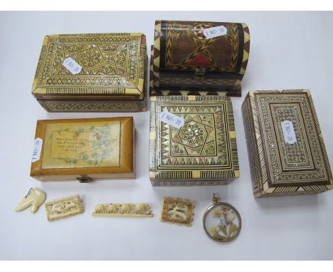 A Victorian Box, the lid with printed label inscribed 'Where Love and Mirth and Friendship Twine, Their Varied Gift I Offer M