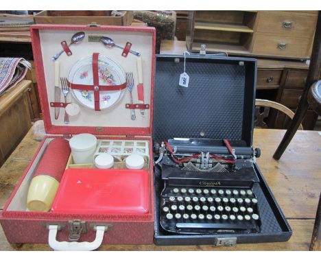 A Brexton Picnic Set, corona typewriter. (2)