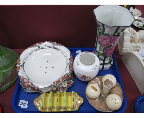 Crown Ducal 'Orange Tree' Salad Bowl and Stand, Carlton Ware 'Mushroom' cruet, W &amp; R Carlton Ware vase, Royal Winton toas