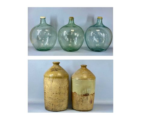 VINTAGE GROUP OF CONTAINERS, large stoneware flagons two, H. Sharp & Sons Park Mills Armley Leeds no.6, 61cms (h), William Fo