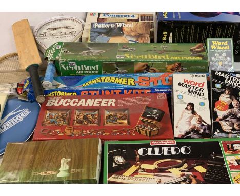 VINTAGE BOARD GAMES & OTHER GAMES, Verti Bird, Air Police (boxed), Barn Stormer (boxed), Stunt kite, Waddington Games, chess 