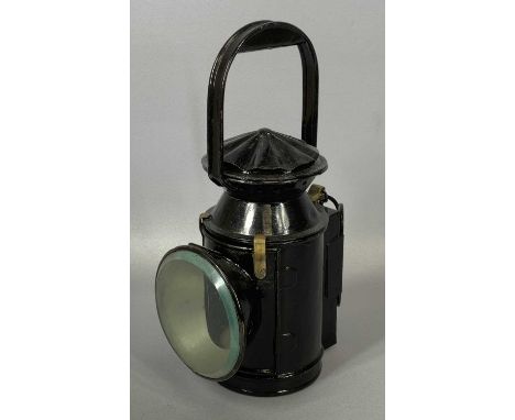 VINTAGE STEEL SCOTTISH RAILWAYS RAILWAY SIGNAL LAMP by E Bladon & Sons Ltd, with burner 33cms (h)Provenance: private collecti
