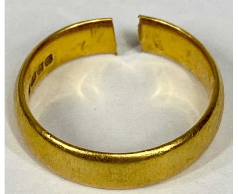 22CT GOLD WEDDING BAND size R (cut), 8.3gmsProvenance: private collection Gwynedd