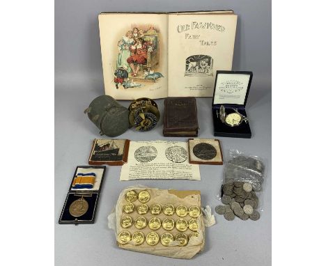 MIXED GROUP OF COLLECTABLES, including an RMS Lusitania commemorative medallion in box with paperwork, George V Mercantile Ma