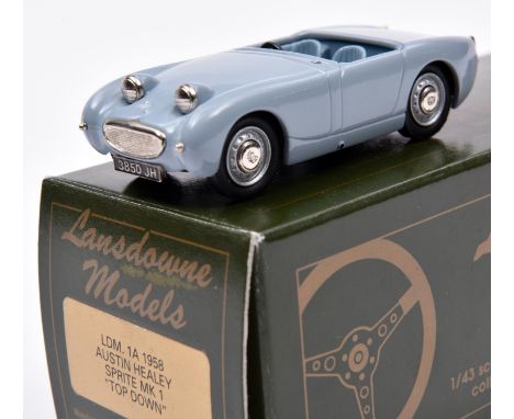 Lansdowne Models LDM.1A 1958 Austin Healey Sprite Mk1, 'Top Down'. In light blue with light blue interior, '3850 JH' number p