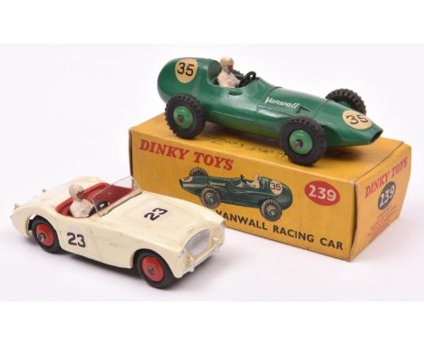 2 Dinky Toys. A Vanwall Racing Car (239). In dark green, RN35, with mid green wheels and black tyres. Boxed, some wear/pen ma