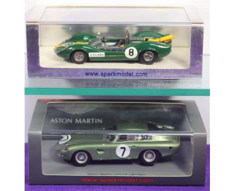 2 Spark 1:43 Racing Cars. Aston Martin DP214 No. 7 Le Mans 1963, driver J.Schlesser - B.Kimberley. Plus Lotus Type 40 No. 8 B