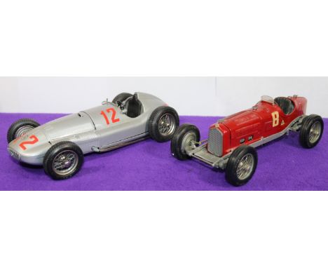 Two Racing Cars. A 1;24 scale Casadio Italian model of Nuvolari's 1932-1935 Alfa Romeo P.3 single seat racing car. Finished i