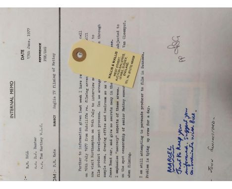 An interesting Mettoy Internal Memo dated 13th June 1977. Relating to filming by Anglia TV of the product development process
