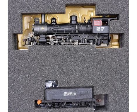 A Bachmann Spectrum HO gauge Sierra Central Baldwin 4-6-0 tender locomotive (82302). 27, in unlined black livery. Boxed. Loco