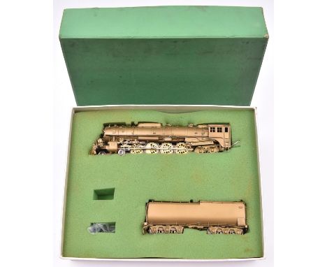 An Overland Models 'HO' gauge brass Locomotive. A Milwaukee S-3 4-8-4 tender locomotive. With 'Box-Pok' driving wheels. Prese