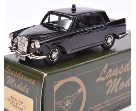 Lansdowne Models LDM.6b 1961 Wolseley 6/10. Police Car. In black with grey interior, light to roof, POLICE signs to front and