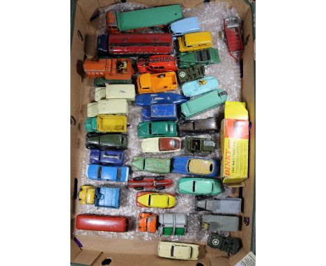 36x Dinky Toys, mainly for restoration. Including; Duple Roadmaster, Bedford Tipper, Loudspeaker van, Vauxhall Saloon, Dodge 