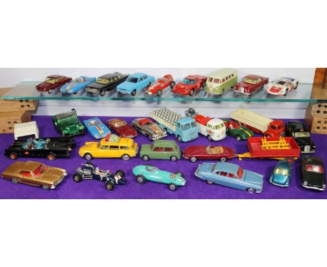 30x Corgi Toys. Carrimore car transporter. ERF flatbed. Platform Trailer. Volkswagen. 2x Lotus Mark 11. Lotus Elan. Austin Ta