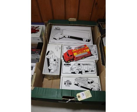 5 First Gear 1/34 1950's-60's  American Trucks. 1951 Ford F-7 Fire Truck, 'Skelly Oil'. 1952 GMC Fuel Tanker, 'SHELL'. 2x 195