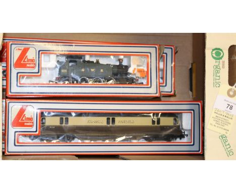 4x Lima OO gauge GWR related locomotives. A BR King Class 4-6-0, King Charles II 6009, in lined blue livery. A GWR Class 45xx