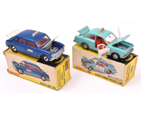 2 Dinky Toys Cars. An Austin 1800 TAXI (282). In blue with white bonnet and boot lid, TAXI to roof and front doors, red inter