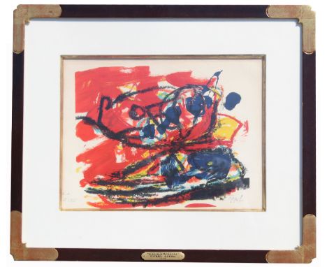 Karel Christiaan Appel (New York / France,  Italy, Switzerland, 1921 - 2006) "Musique  Barbare" Lithograph.  Pencil numbered 