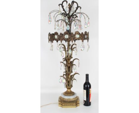 Vintage Mixed Metal and Rhinestone Table Lamp  Height:  in.  - All lighting are sold for display purposes  only. We cannot gu